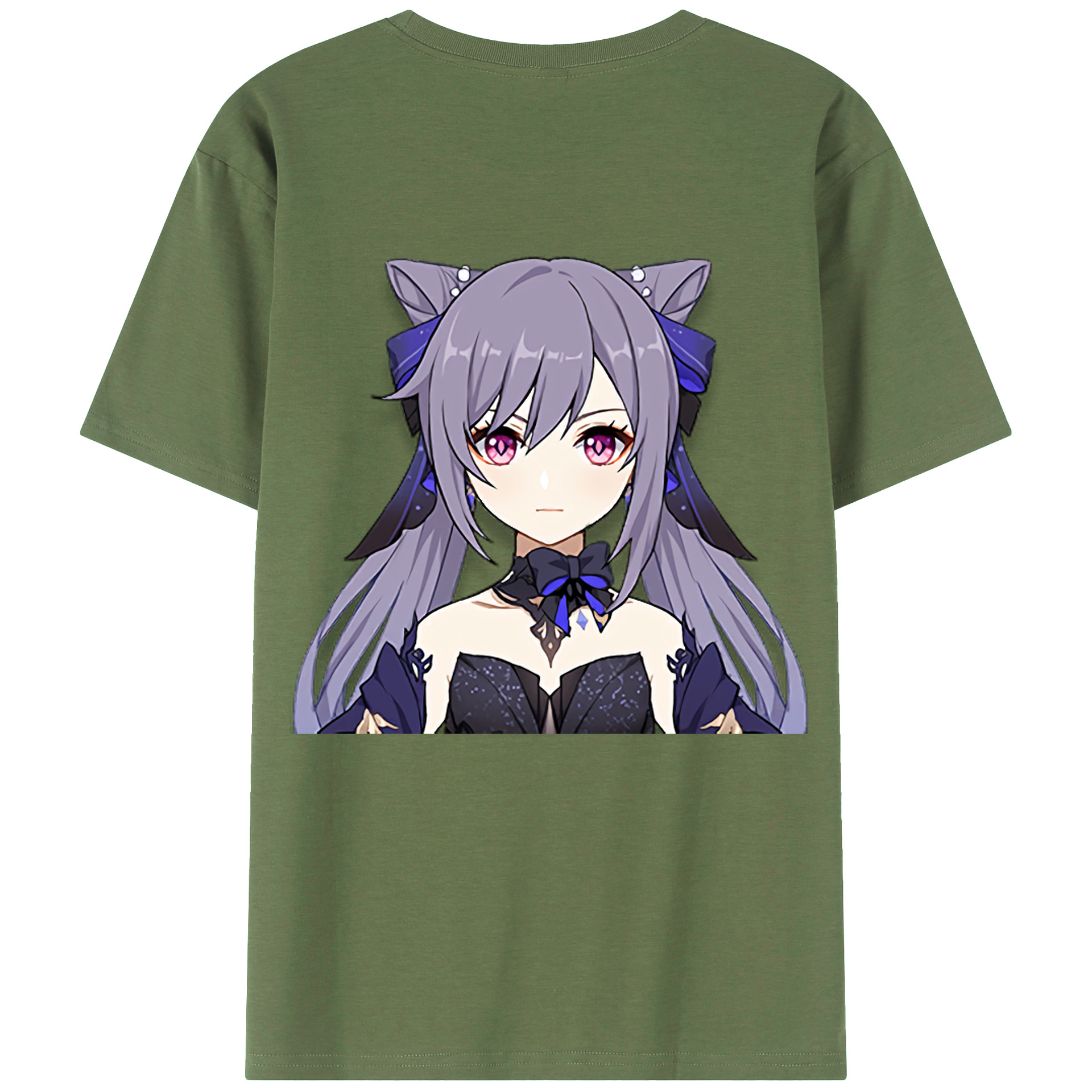げんし神 刻晴 こくせい genshin Kokusei 綿100％ メンズ半袖Tシャツ（バックプリント） 通気性